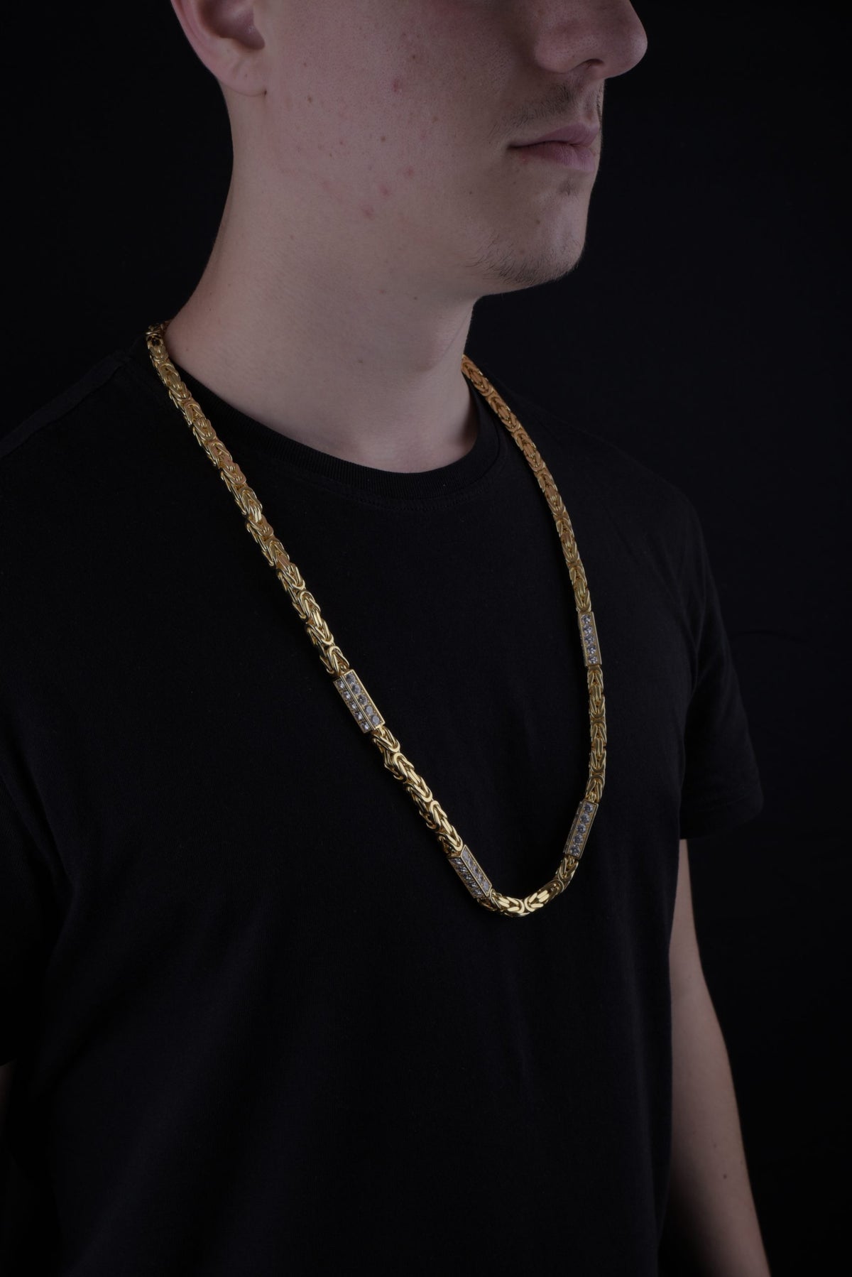 Königskette ICED OUT- 6 mm breit 60-70cm lang – Silber Vergoldet (7)