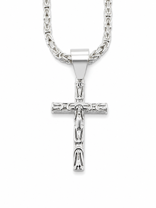 Königskette 2,2 mm mit Kreuz-Anhänger aus 925er Sterlingsilber