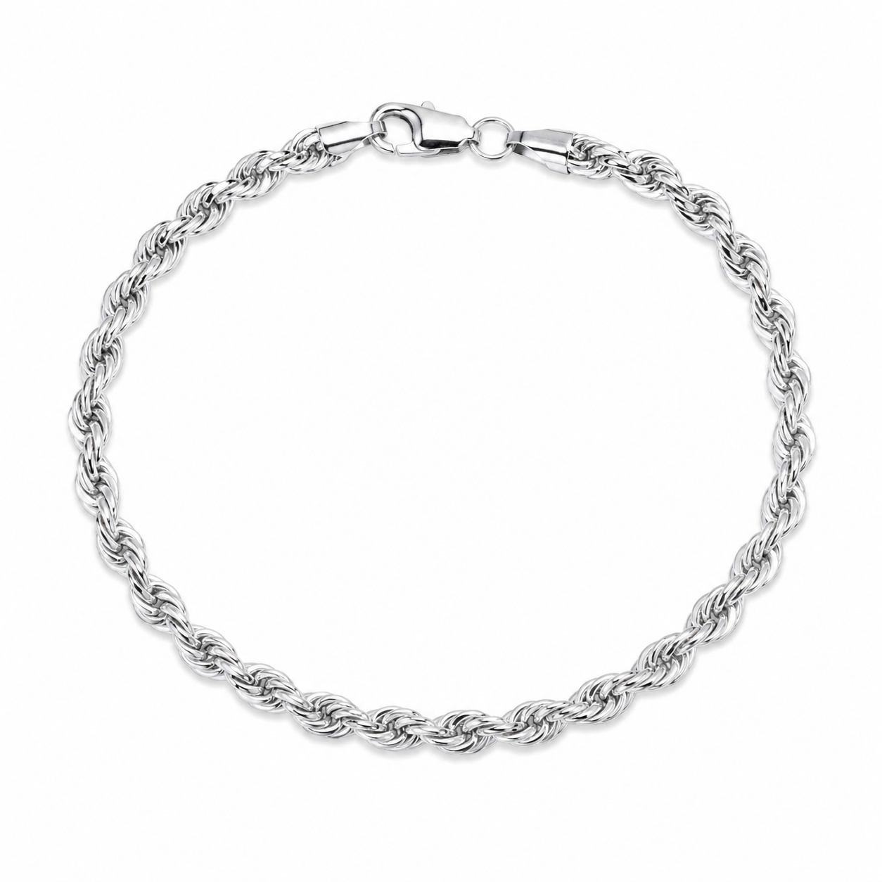 Kordelkette Armband 3,5 mm aus 925 Sterling Silber – massiv, hochglanzpoliert