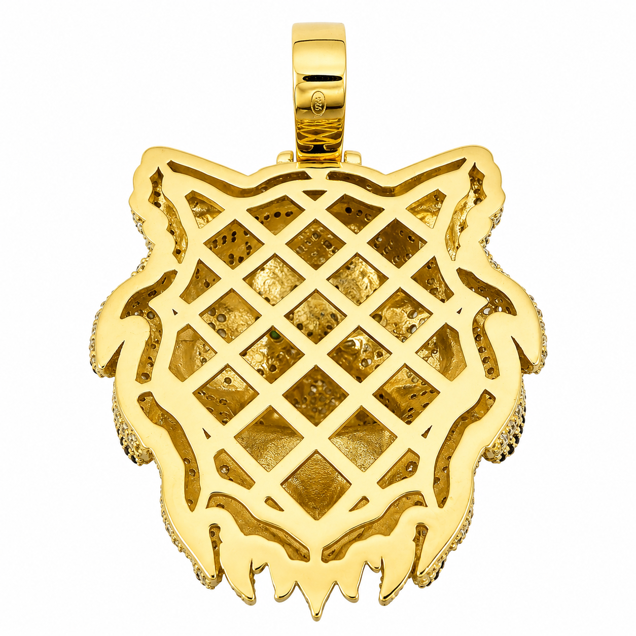 Löwen Anhänger 3D 925 Silber 18K Gold vergoldet – Iced Out Zirkonia XXL