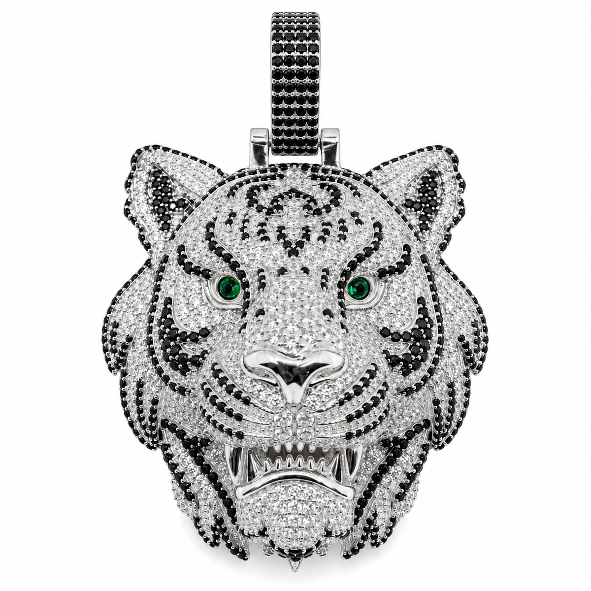 Löwen Anhänger 3D 925 Silber  – Iced Out Zirkonia XXL