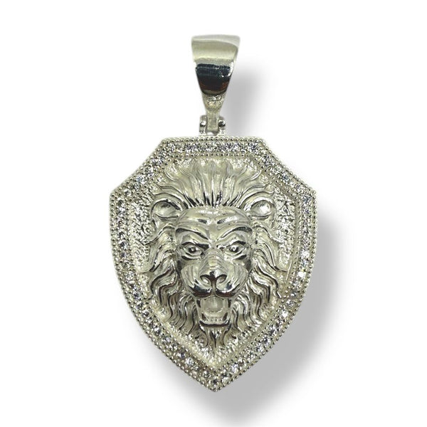 Löwen-Anhänger Iced Out mit Kristallen aus Silber