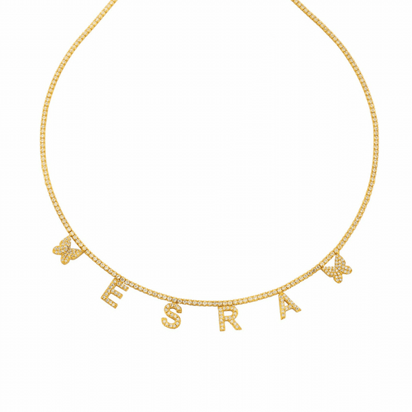 Namenskette Iced Out aus 925er Silber