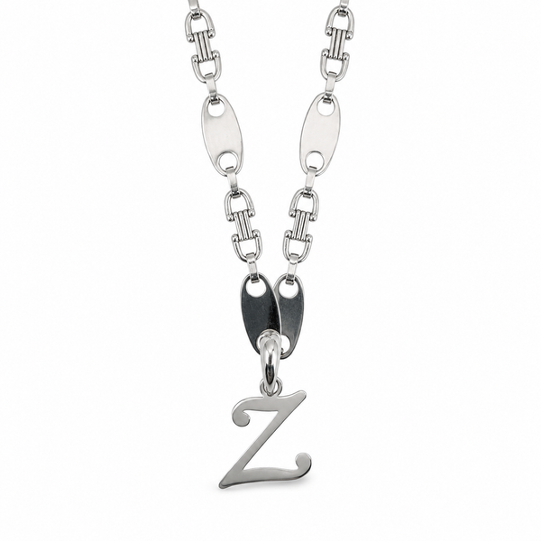 Plattenkette 6,5 mm mit Buchstaben-Anhänger aus 925er Silber