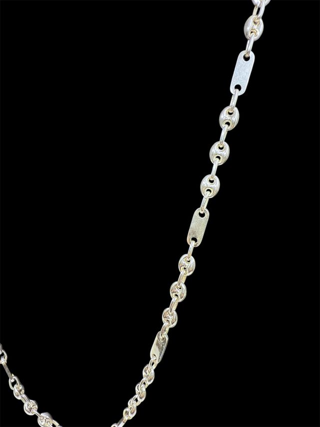 Platten-Bohnen-Kette 5 mm aus 925er Silber – Ansicht 2