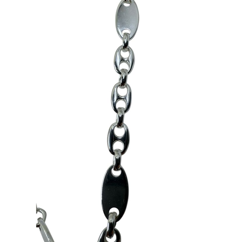 Platten-Bohnen-Kette aus 925 Sterling Silber 8 mm breit