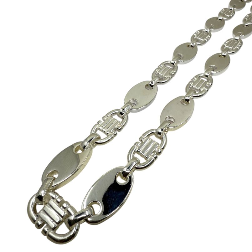 Plattenkette - 17mm breit 70cm lang - Silber 925 Massiv