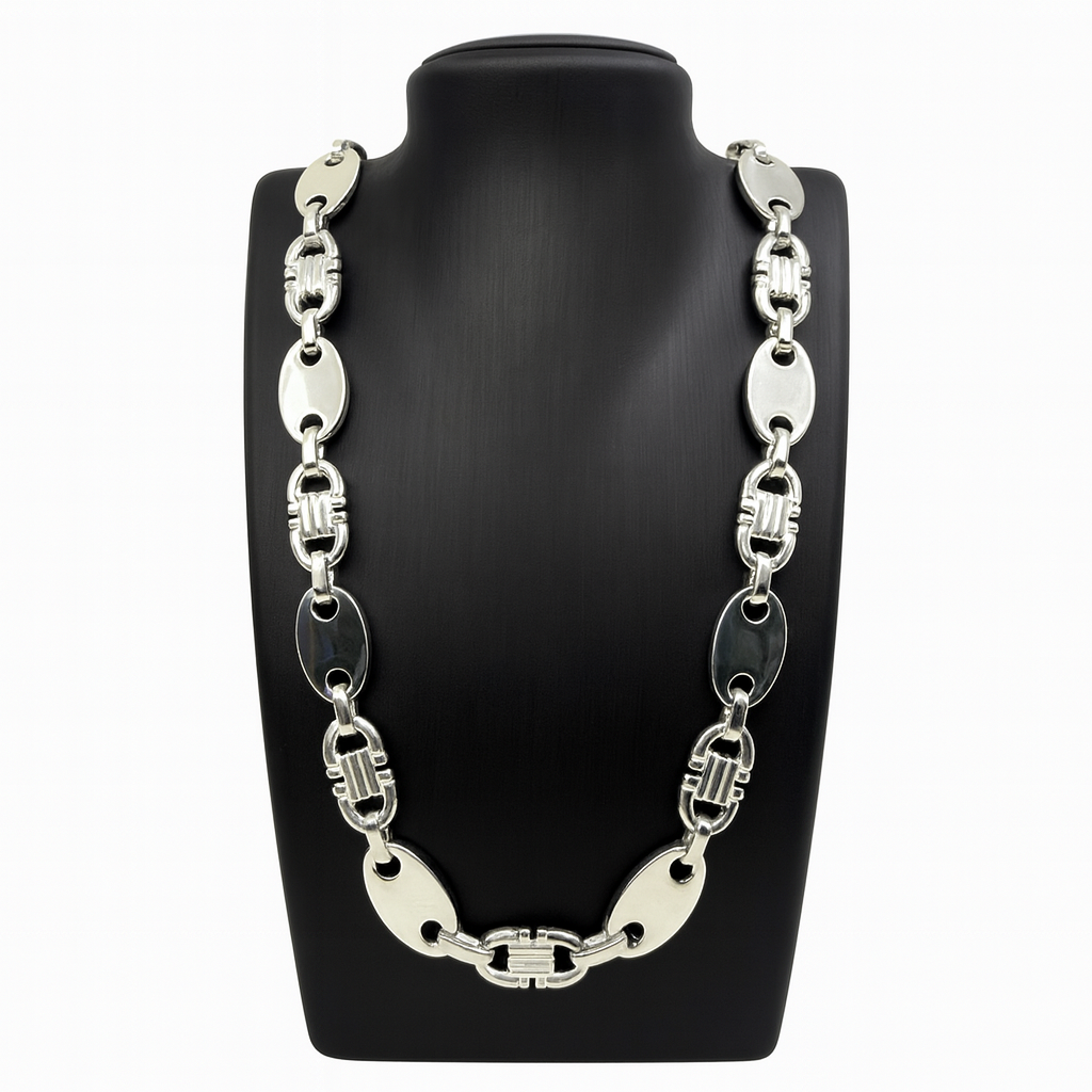 Plattenkette - 17mm breit 70cm lang - Silber 925 Massiv