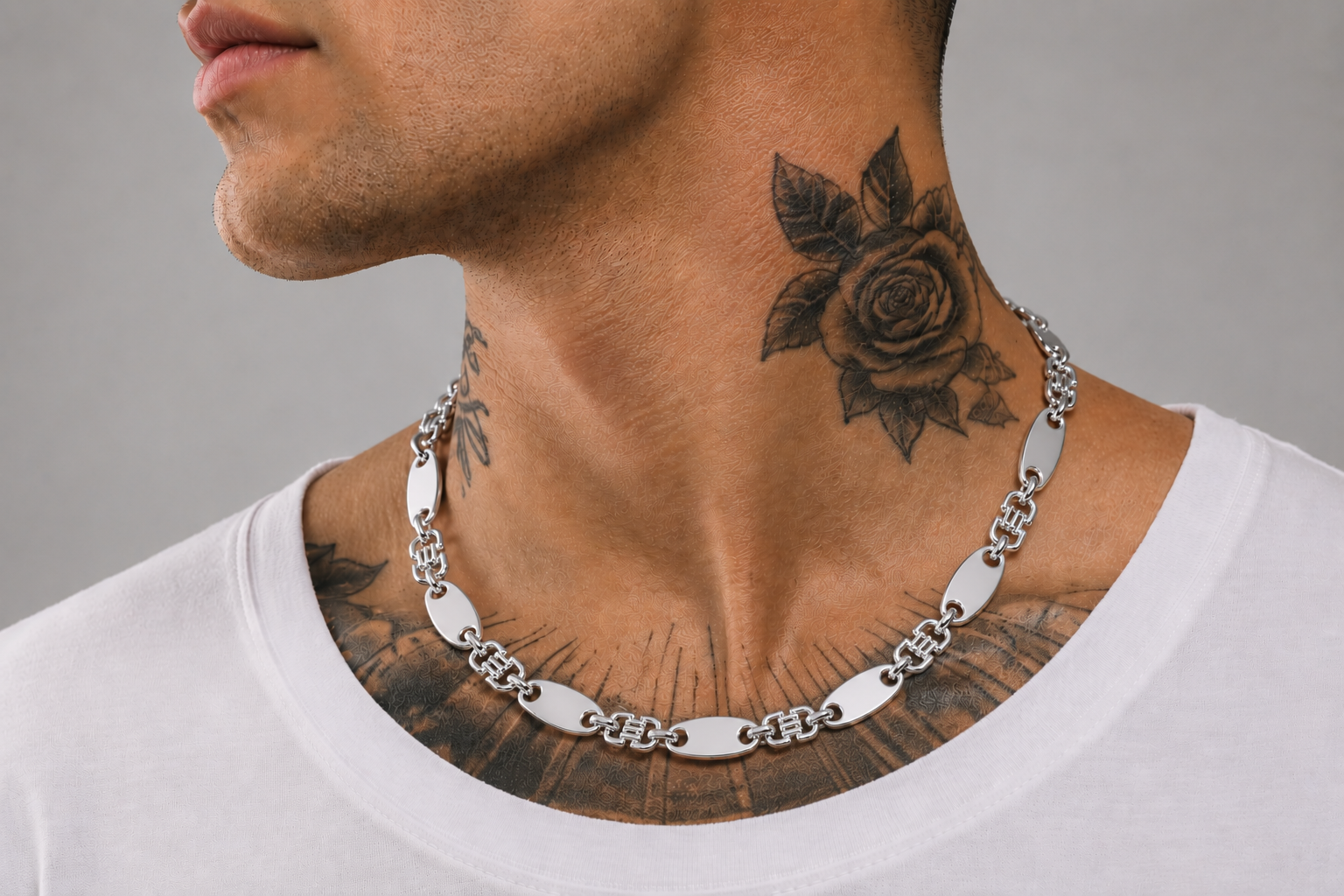 Plattenkette 10mm Silber925 Sterling massiv