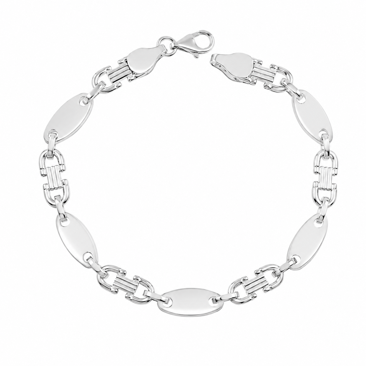 Stilvolles 925er Silber Plattenketten-Armband, 6,5 mm breit, vereint Eleganz und modernes Design. Ideal für den täglichen Glanz oder besondere Anlässe
