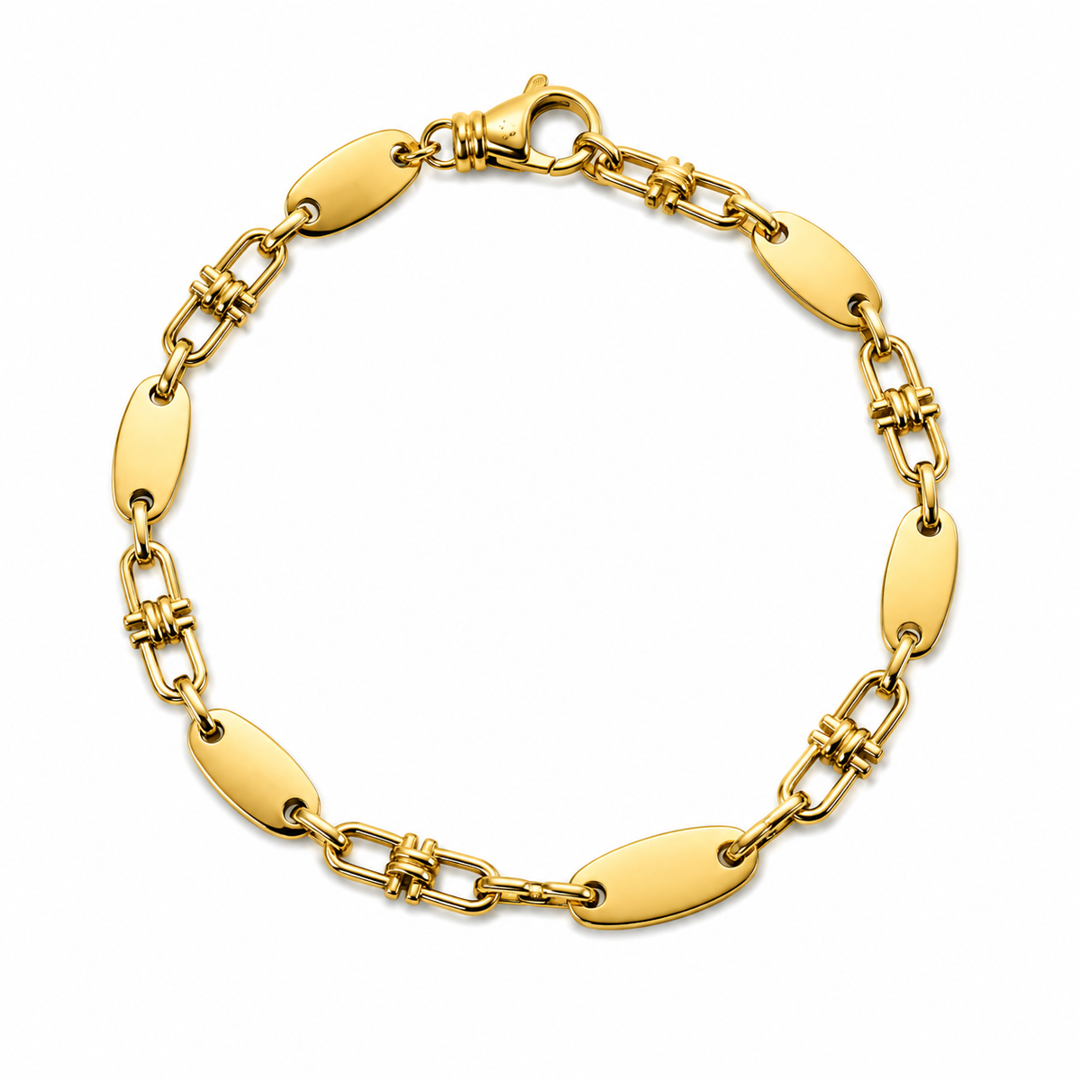 Plattenketten-Armband aus 925er Sterlingsilber Vergoldet.