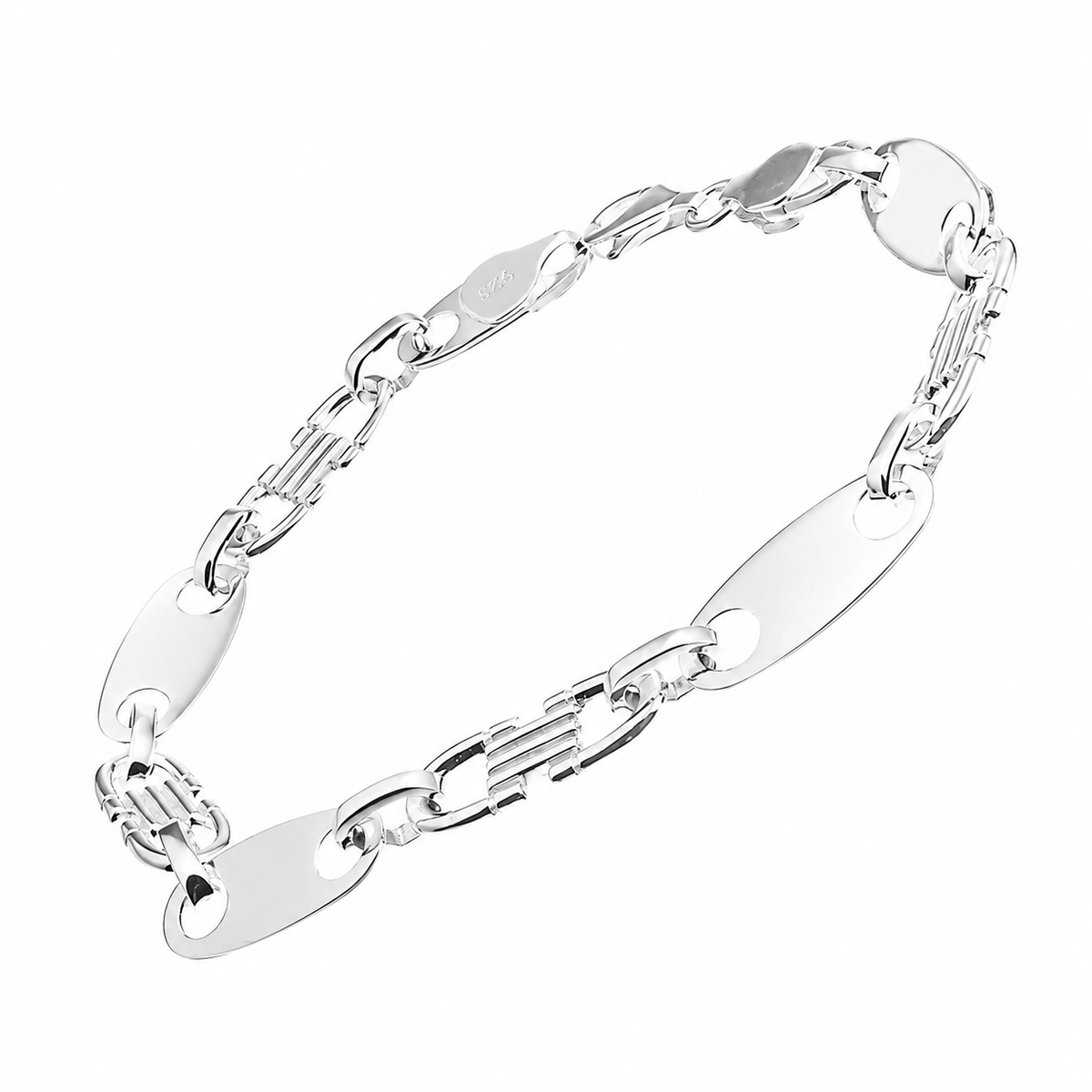 Stilvolles 925er Silber Plattenketten-Armband, 8 mm breit, vereint Eleganz und modernes Design. Ideal für den täglichen Glanz oder besondere Anlässe