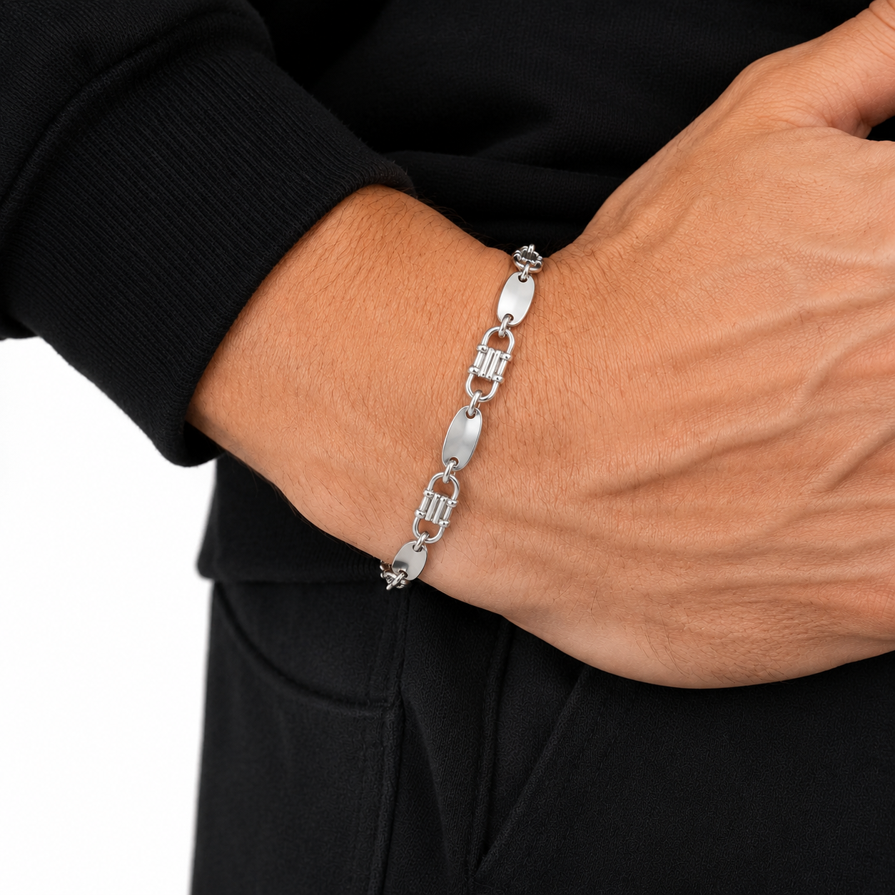 Plattenkette Armband 8mm aus 925 Sterling Silber