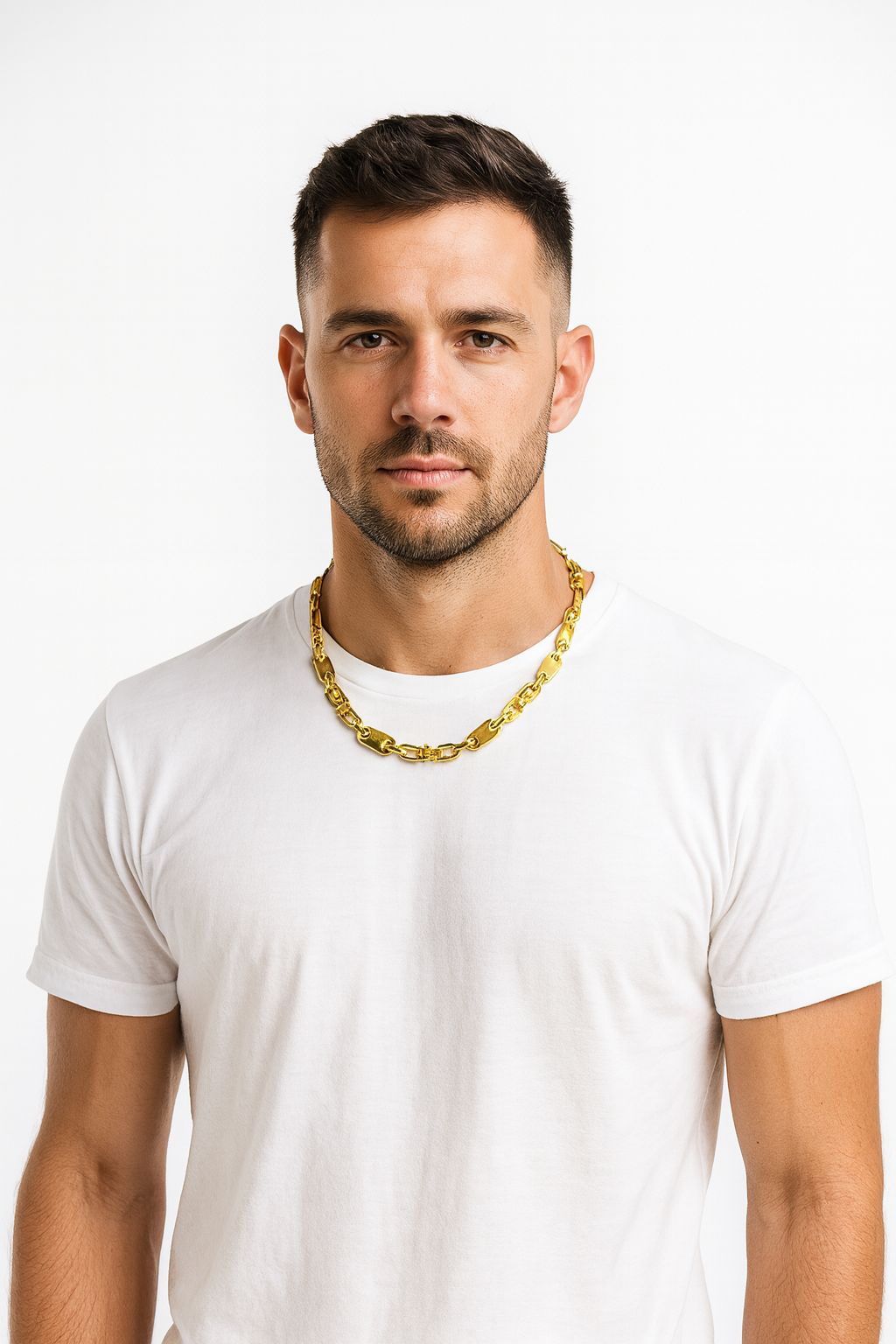 Plattenkette Vergoldet - 8mm breit Silber 925