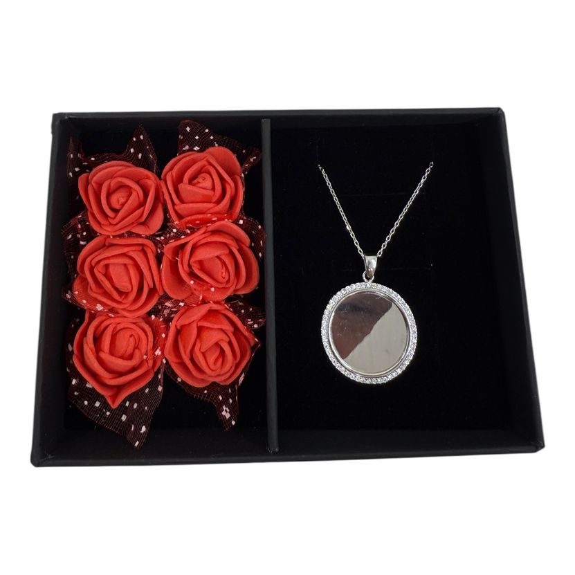 Runde Platte Halskette – Limitierte Edition – 925 Silber – Inklusive Rosenbox & Wunschgravur  Halskette mit runder Gravurplatte – 925 Sterling Silber