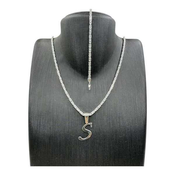 Set Königskette 2,2 mm mit Armband und Wunschbuchstabe aus 925er Silber