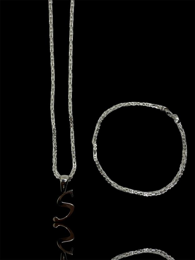 SET Königskette 2.2mm Mit Armband und Wunschbuchstabe