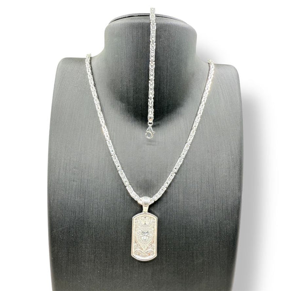 Set Königskette 3 mm mit Armband und Löwen-Anhänger aus 925er Silber
