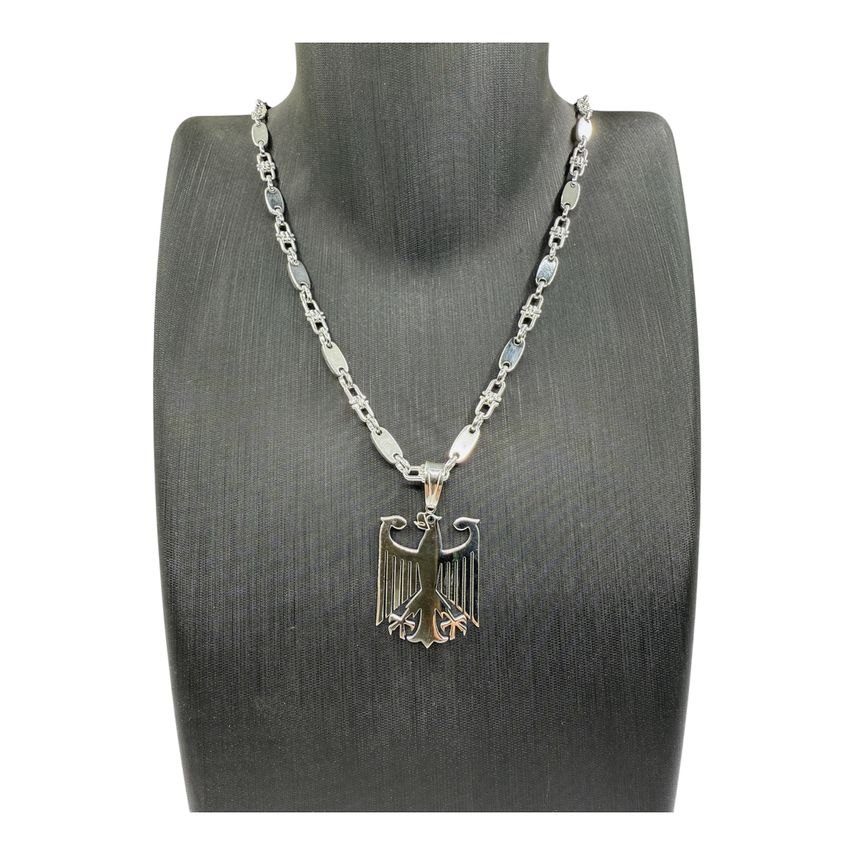 SET Plattenkette 5mm breit + Deutschland Adler Anhänger aus Silber925