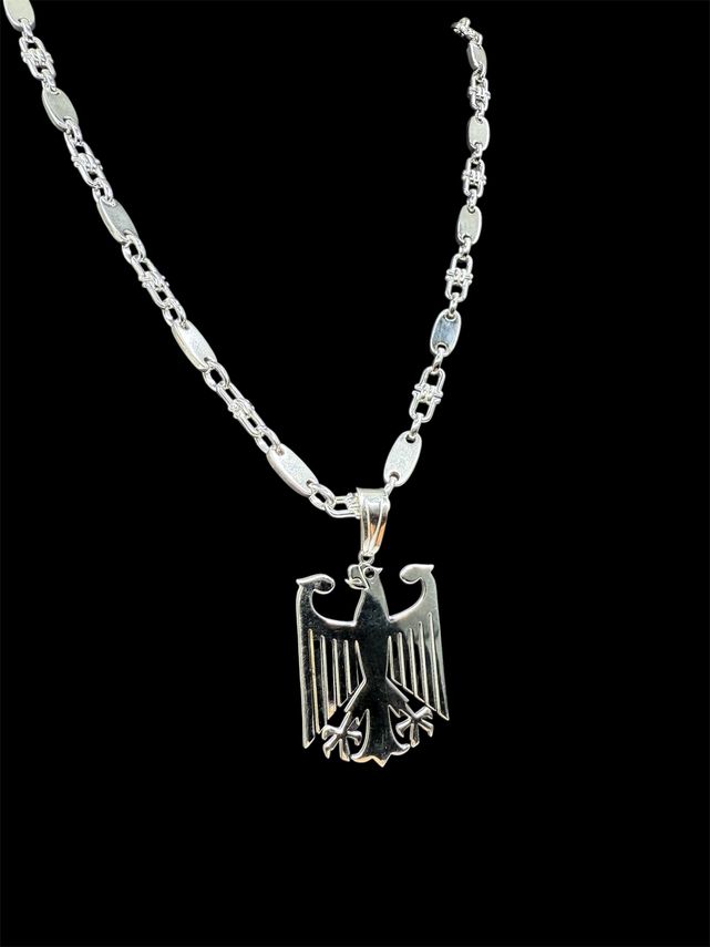 SET Plattenkette 5mm breit + Deutschland Adler Anhänger aus Silber925