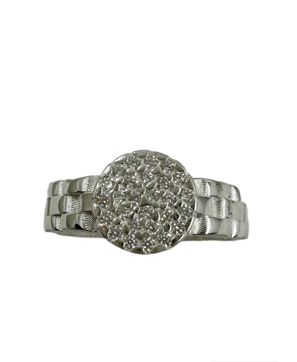 Runder Königsring Iced Out massiv aus 925er Silber