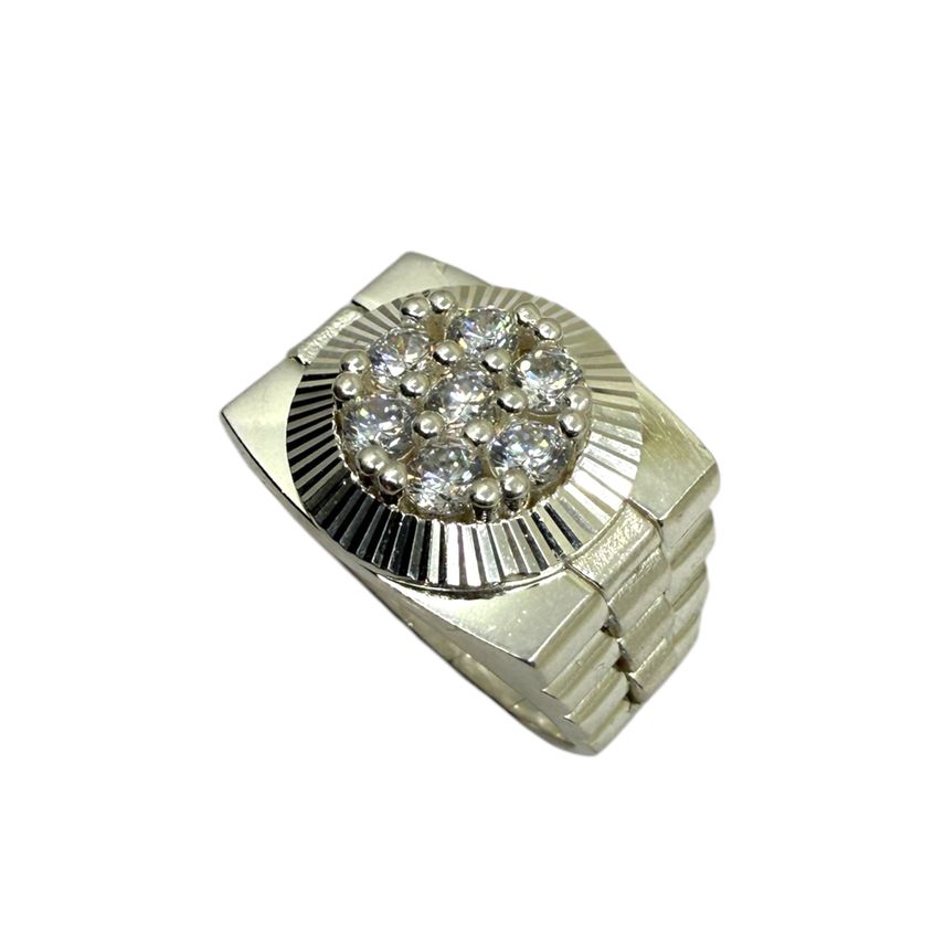 SILBERING 925 SILBER  Königs Iced Out Zirkonia Stein