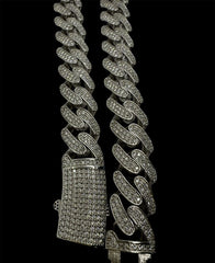 Set Iced Out Sterling 925er Silber Kette mit Armband &#8211; CUBAN Link 15mm (11)