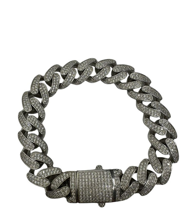 Miami Cuban Link Armband Iced Out 15 mm aus 925er Silber