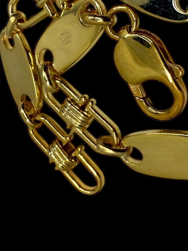 Set 10 mm Plattenkette+ Armband Silber 925 – 14 Karat Vergoldet