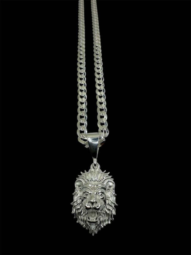 Set Miami Cuban Link Panzerkette + Armband Mit Löwe 4.8mm - Silber 925