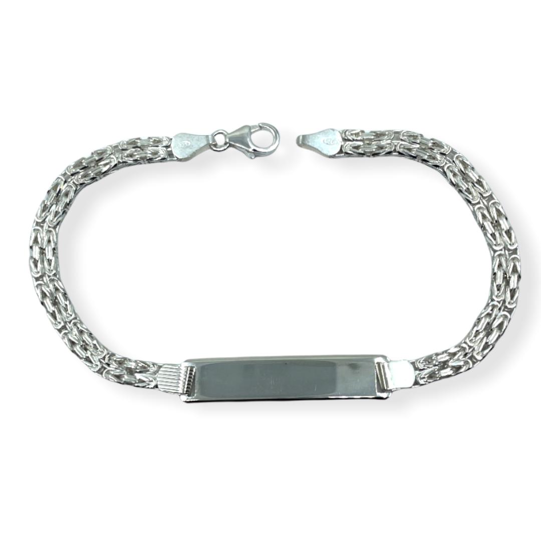 Königsarmband 4,5 mm mit Gravurplatte aus 925er Sterlingsilber