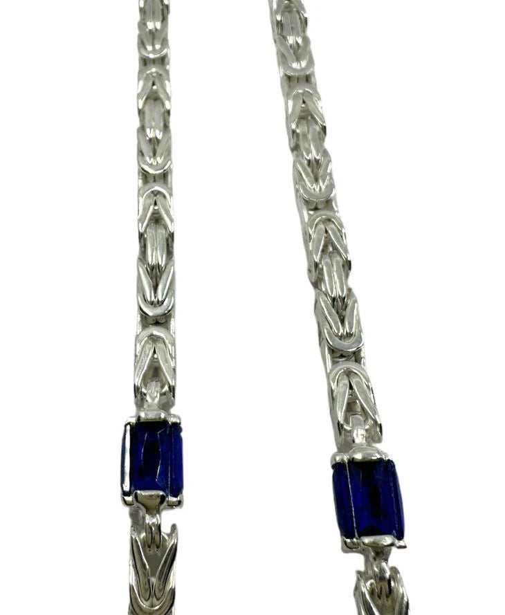 Silber 925 Königskette Blau ICED Out- 3mm breit 55-60 cm