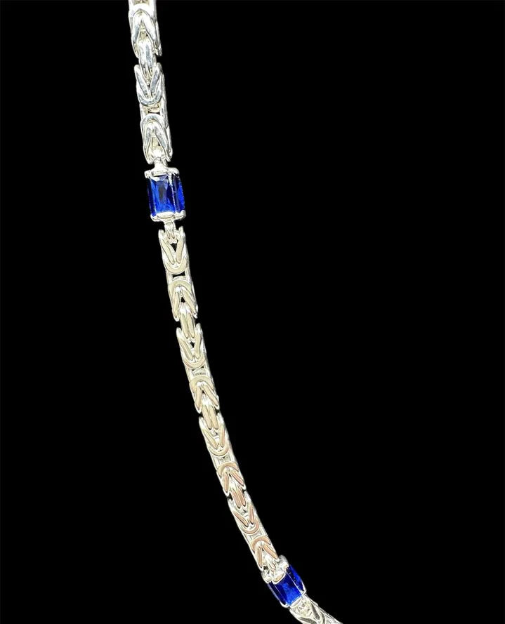 Silber 925 Königskette Blau ICED Out- 3mm breit 55-60 cm