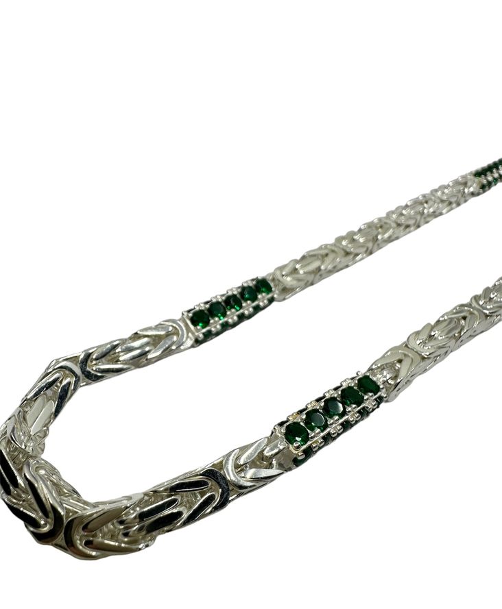 Silber 925 Königskette Green ICED Out- 5mm breit 60-70 cm (2)