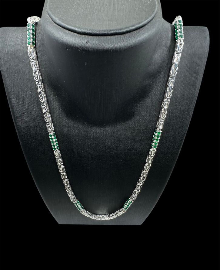Silber 925 Königskette Green ICED Out- 5mm breit 60-70 cm (6)