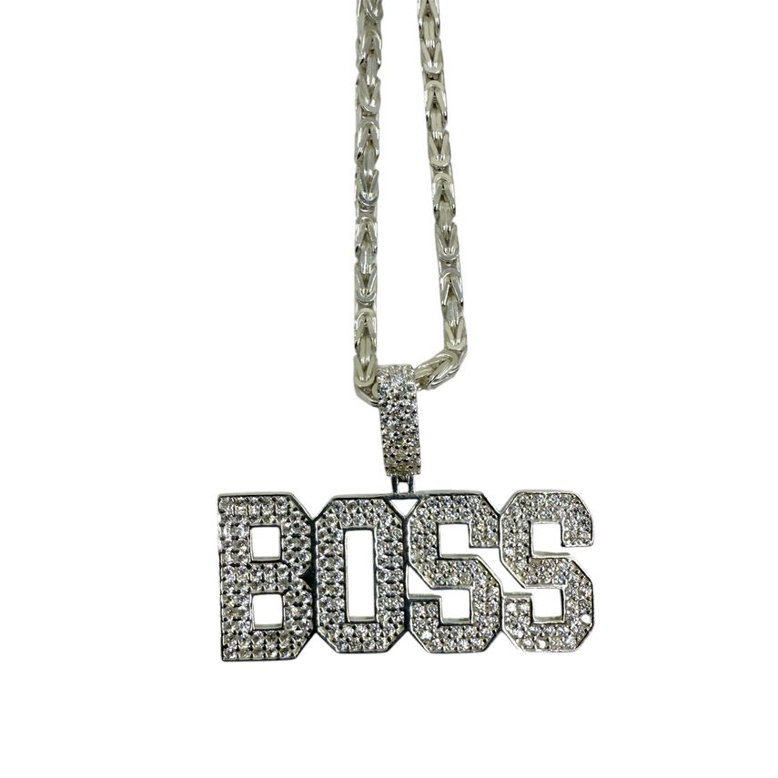 Silber 925 Boss Anhänger Iced Out