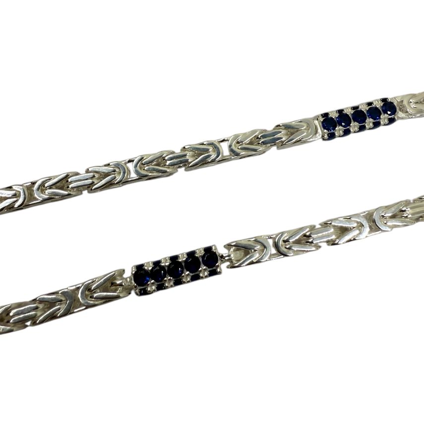 Königskette Iced Out 2.0 4 mm mit blauen Zirkonia aus 925er Silber – Ansicht 3
