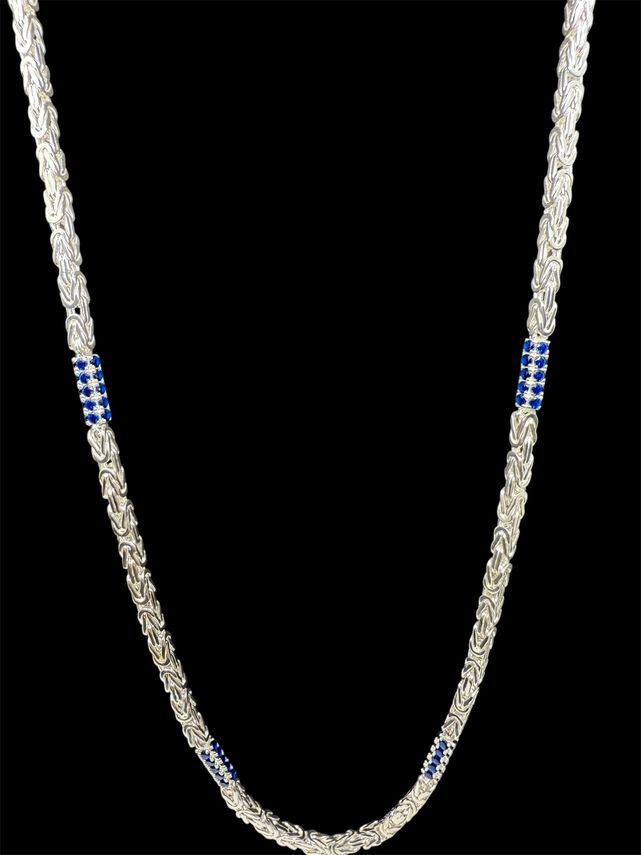 Königskette Iced Out 2.0 4 mm mit blauen Zirkonia aus 925er Silber – Ansicht 2