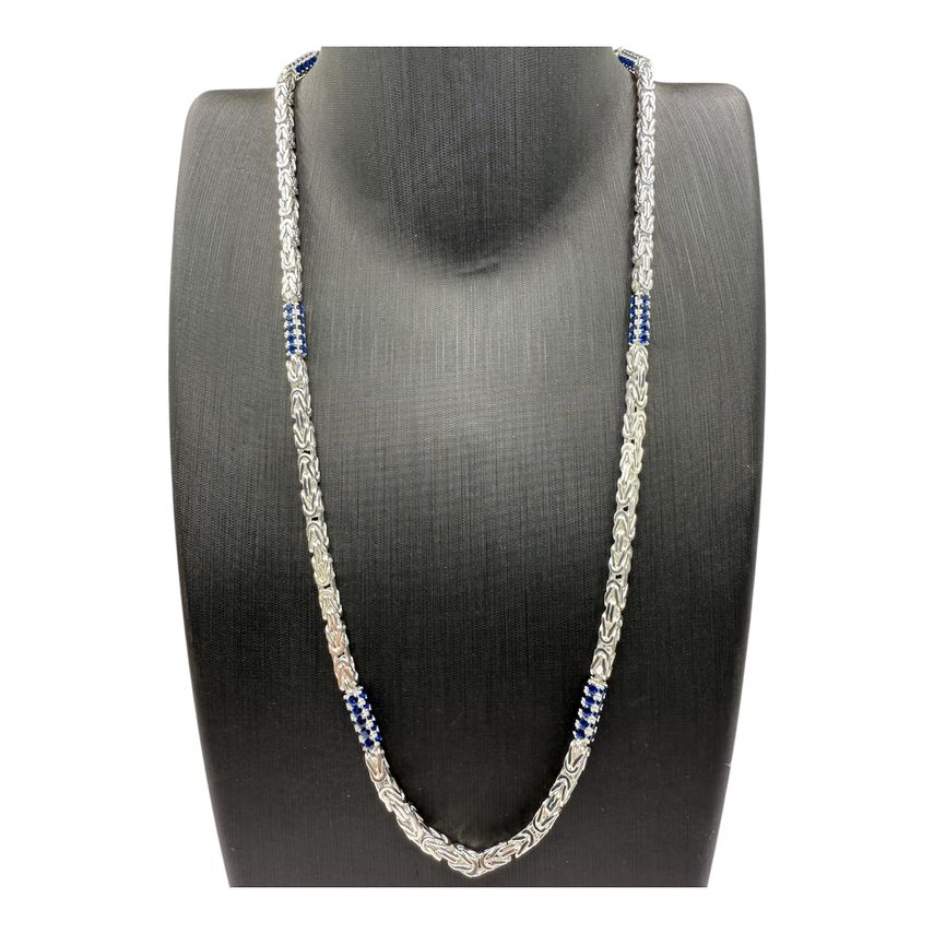 Königskette Iced Out 2.0 4 mm mit blauen Zirkonia aus 925er Silber
