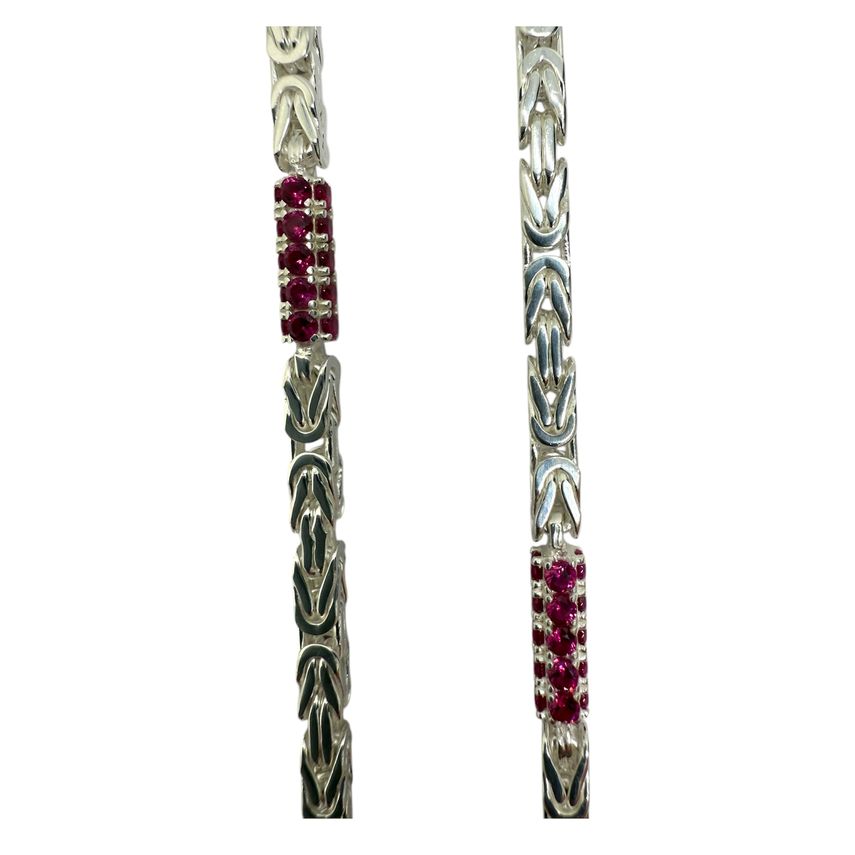 Königskette Iced Out 2.0 4 mm mit roten Zirkonia aus 925er Silber – Ansicht 5