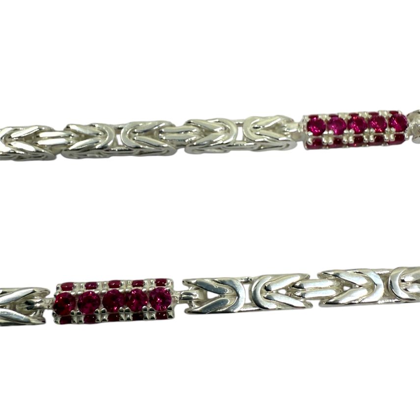 Königskette Iced Out 2.0 4 mm mit roten Zirkonia aus 925er Silber – Ansicht 3