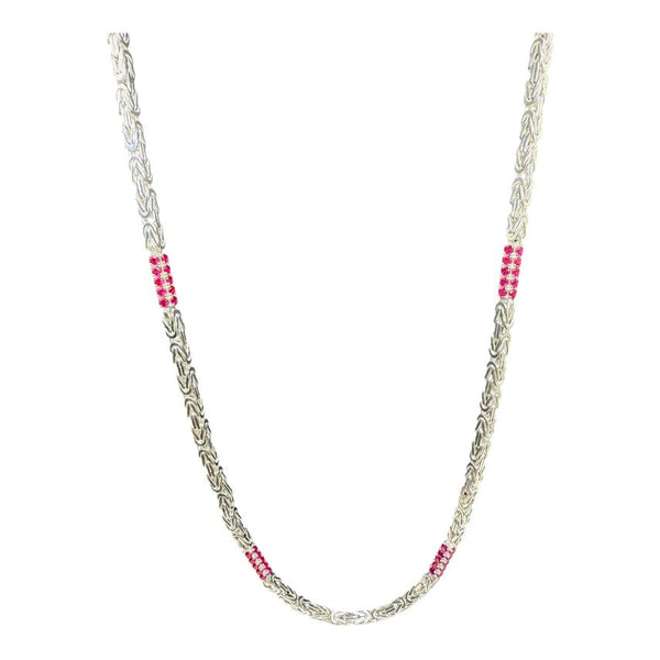Königskette Iced Out 2.0 4 mm mit roten Zirkonia aus 925er Silber