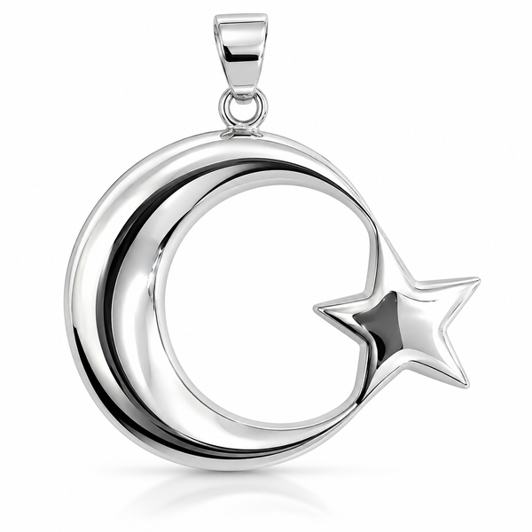 Türkischer Halbmond mit Stern Massiv – Hochwertiger Silberanhänger

&nbsp;Ay Yıldız Anhänger aus echtem 925 Sterling Silber