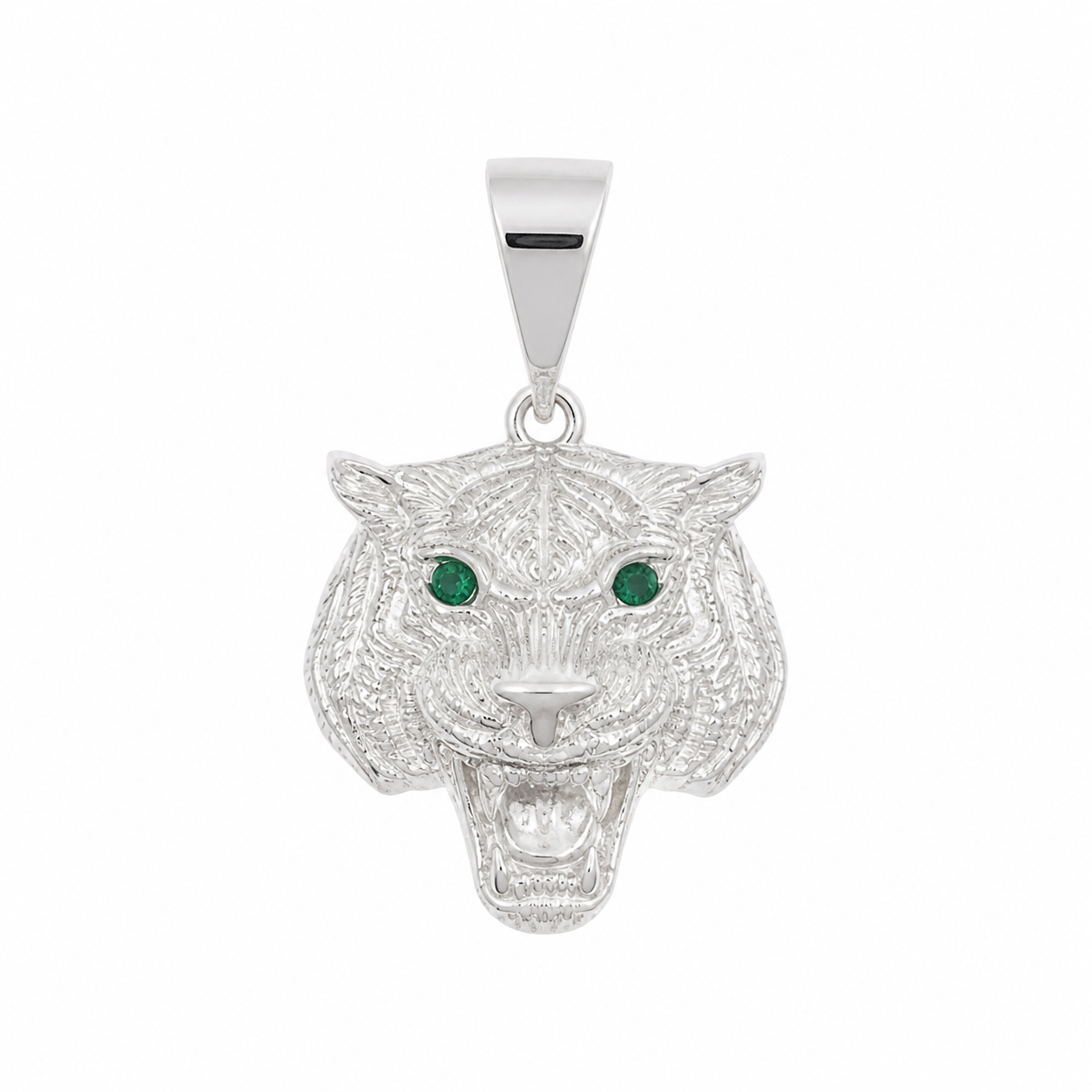 Tiger Anhänger Mit Grüne Augen 925er Silber