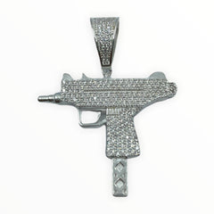 ICED OUT UZI Maschinenpistole Anhänger aus 925 Sterling Silber