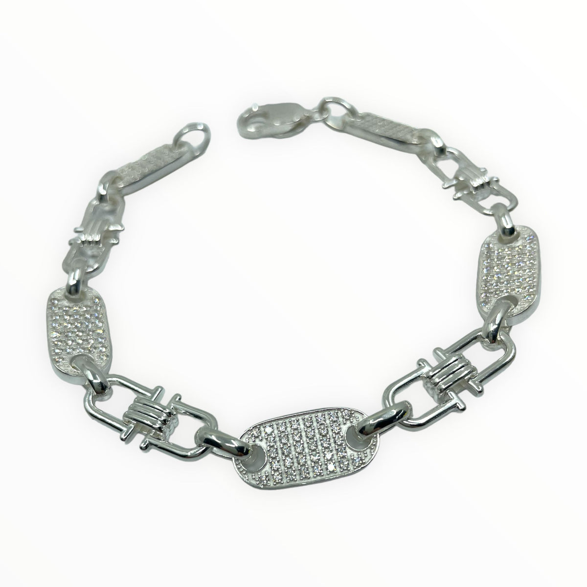 Plattenkette Armband Iced Out 10 mm aus 925er Sterlingsilber – Ansicht 3