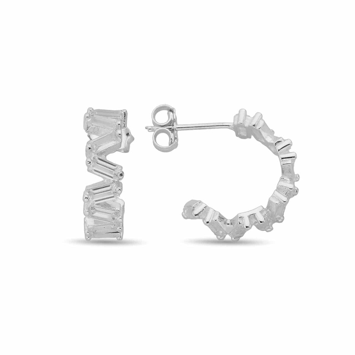 Baguette Shift Creolen aus 925er Silber – Ansicht 2