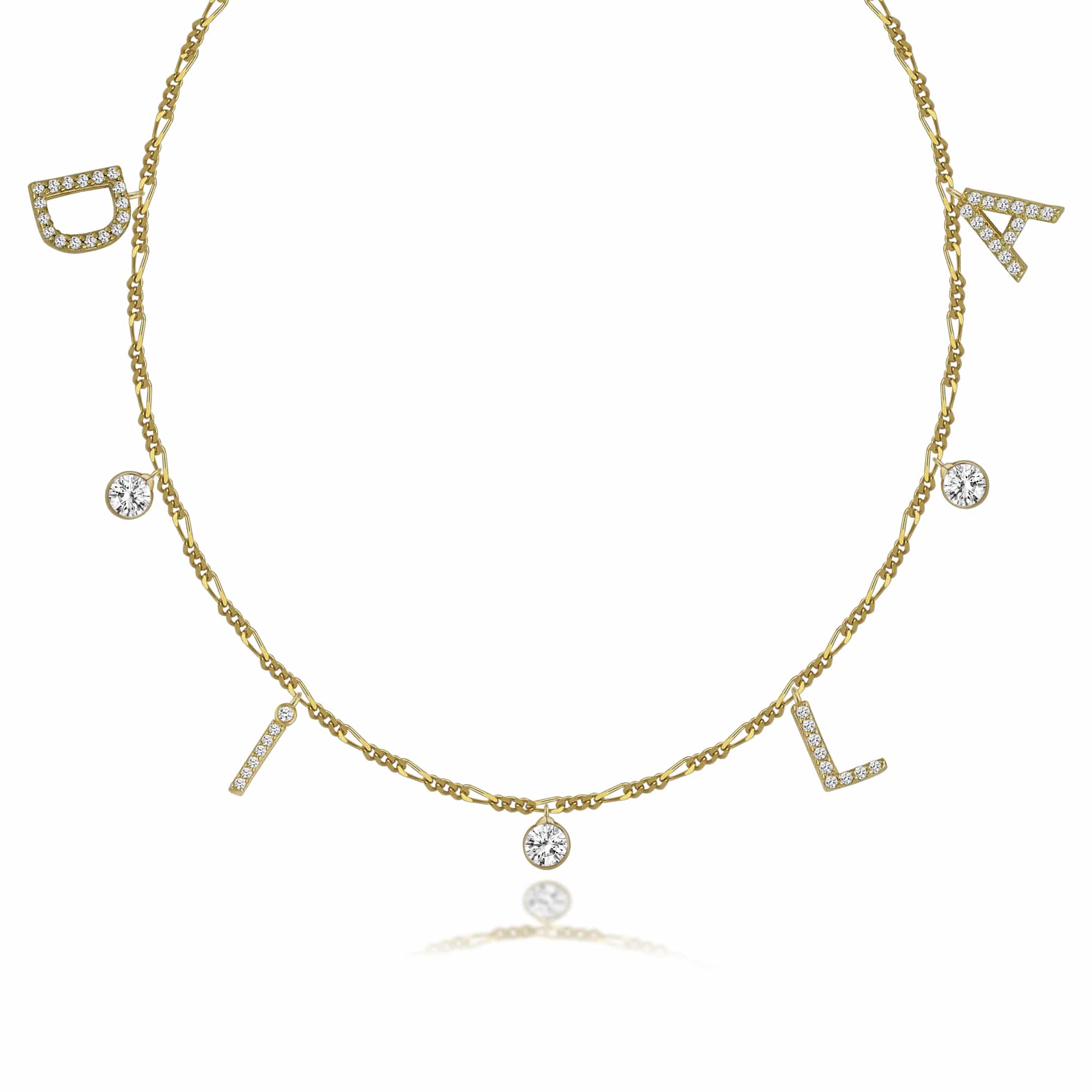 Material: 925er Sterlingsilber Oberflächenveredelung: Hochglanzpoliert Steintyp: Zirkonia Design: Personalisierter Name mit Zirkonia-Stein