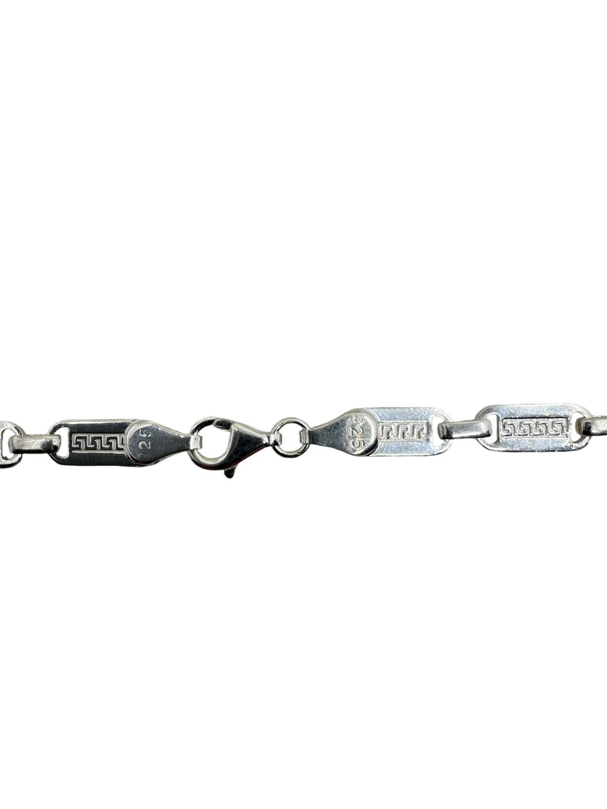 Sterling Silber 925 Halskette Panzer Griechischer Muster 4mm Massiv