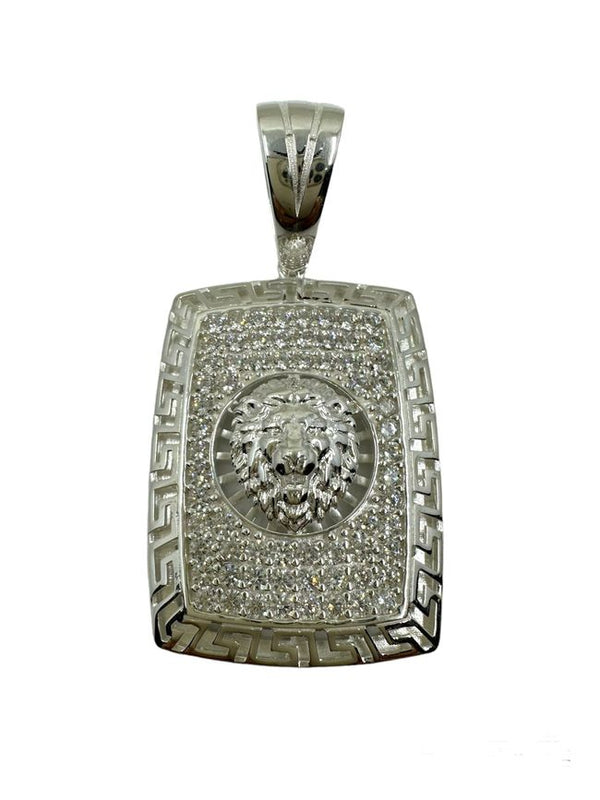 Großer Iced-Out-Löwen-Anhänger aus 925er Sterlingsilber